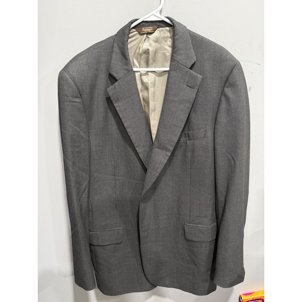 Paul Stuart Stuart III Mens Grey Super 100s Wool Birdseye Blazer 46 Extra Tall